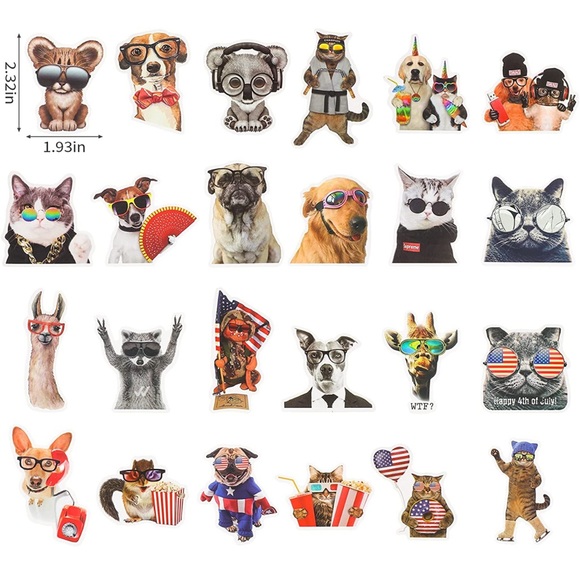 Cat and dogs stickers with glasses - Picture 2 of 5